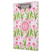  roze Tulp Floral Flowers Leaves Monogram Klembord (Links)