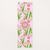  roze Tulp Floral Flowers Leaves Monogram Yogamat (Voorkant)