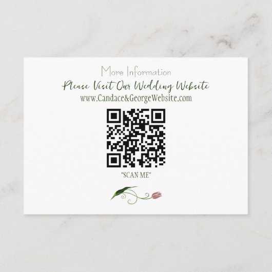 Roze Tulp Floral Informatiekaartje (Achterkant)