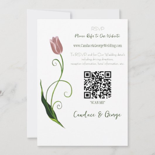 Roze Tulp Floral Kaart (Achterkant)