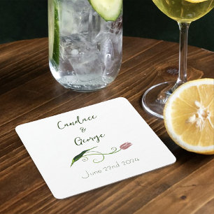 Roze Tulp Floral Kartonnen Onderzetters