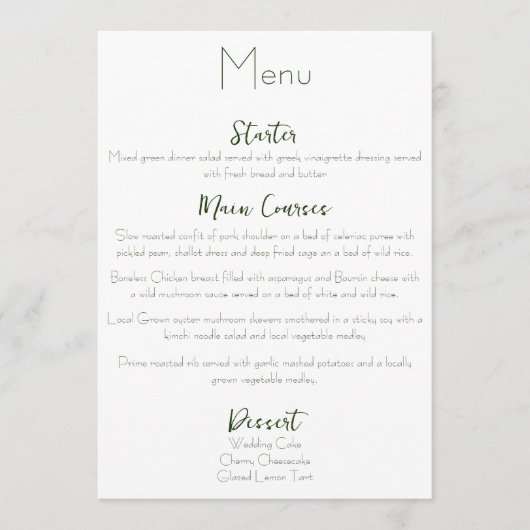 Roze Tulp Floral Menu (Voorkant)