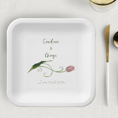 Roze Tulp Floral Papieren Bordje