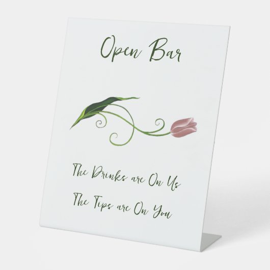 Roze Tulp Floral Reclamebord Met Voetstuk (Voorkant)