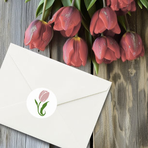 Roze Tulp Floral Ronde Sticker
