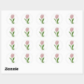 Roze Tulp Floral Ronde Sticker (Vel)