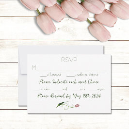 Roze Tulp Floral RSVP Kaartje