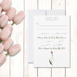Roze Tulp Floral RSVP Kaartje