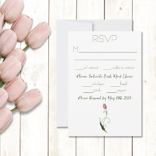 Roze Tulp Floral RSVP Kaartje