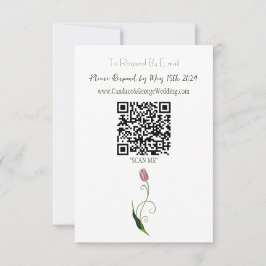 Roze Tulp Floral RSVP Kaartje (Achterkant)