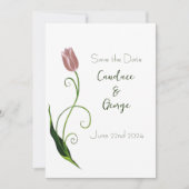 Roze Tulp Floral Save The Date (Voorkant)