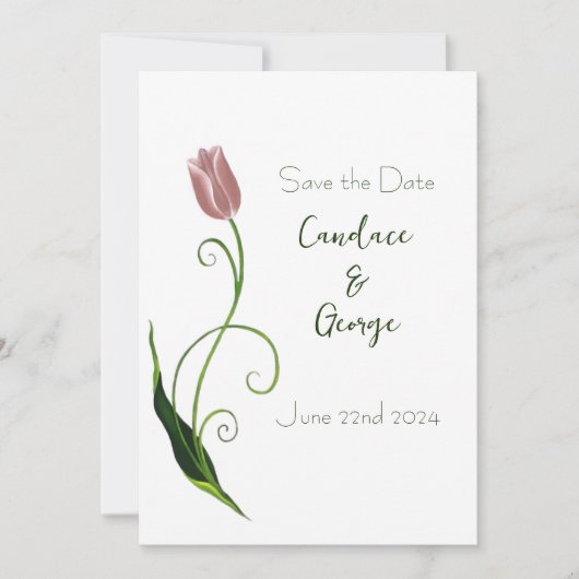 Roze Tulp Floral Save The Date (Voorkant)