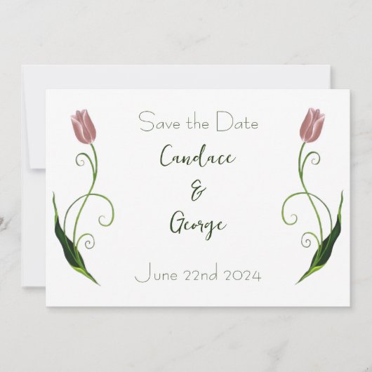 Roze Tulp Floral Save The Date (Voorkant)