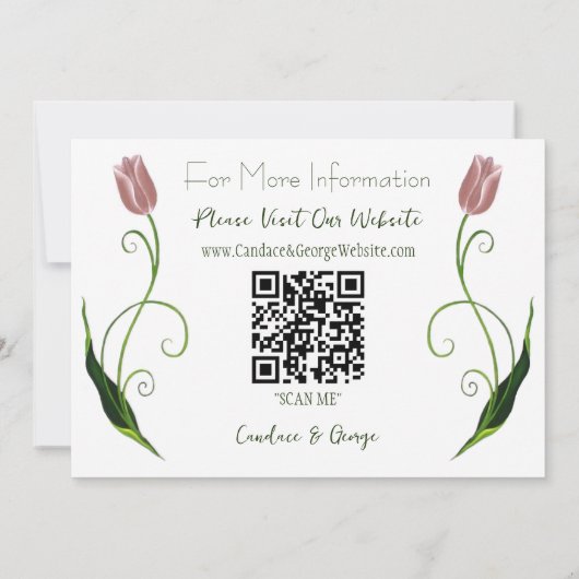 Roze Tulp Floral Save The Date (Achterkant)