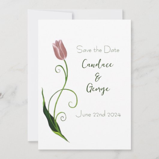 Roze Tulp Floral Save The Date (Voorkant)