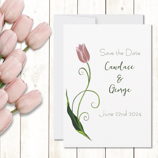 Roze Tulp Floral Save The Date