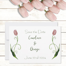 Roze Tulp Floral Save The Date