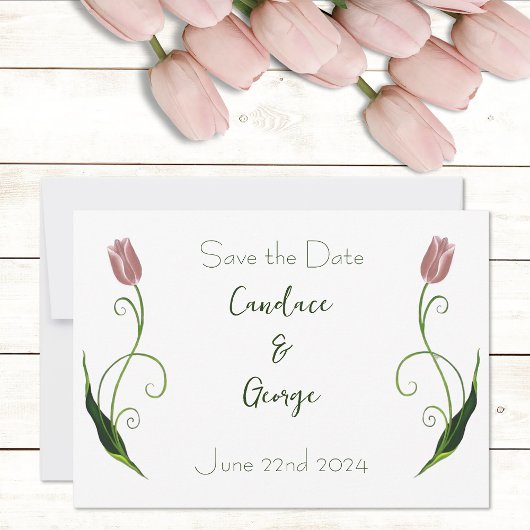 Roze Tulp Floral Save The Date