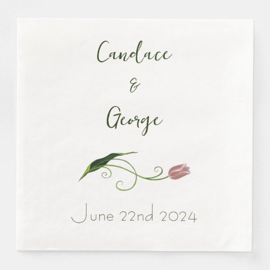 Roze Tulp Floral Servet (Voorkant)