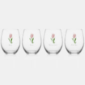 Roze Tulp Floral Wijnglas Zonder Voet (Voorkant)