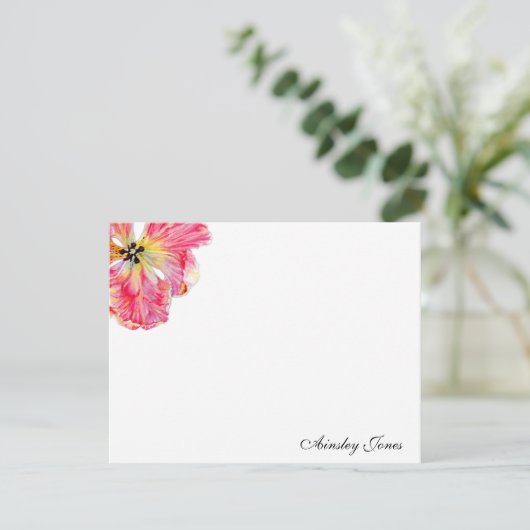 Roze Tulp flower Note Kaart (Staand voorkant)
