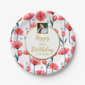  roze Tulp Flowers, Birthday, Aangepaste foto Papieren Bordje (Voorkant)
