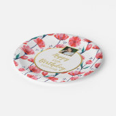  roze Tulp Flowers, Birthday, Aangepaste foto Papieren Bordje (Gekanteld)