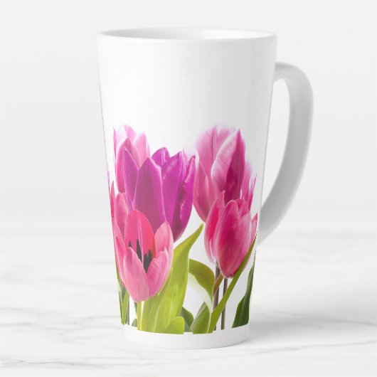 Roze Tulp Flowers Spring Sason Latte Mok (Rechterhoek)