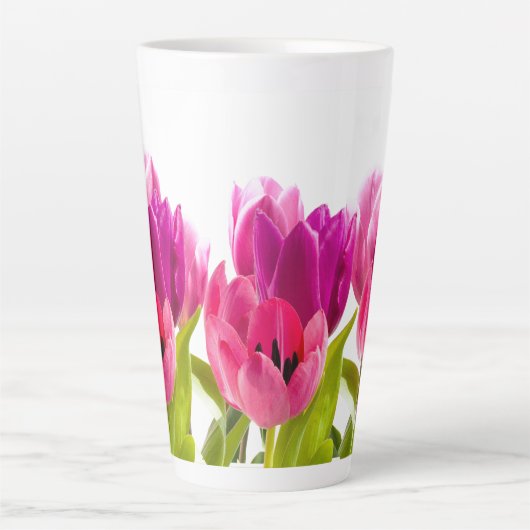 Roze Tulp Flowers Spring Sason Latte Mok (Voorkant)