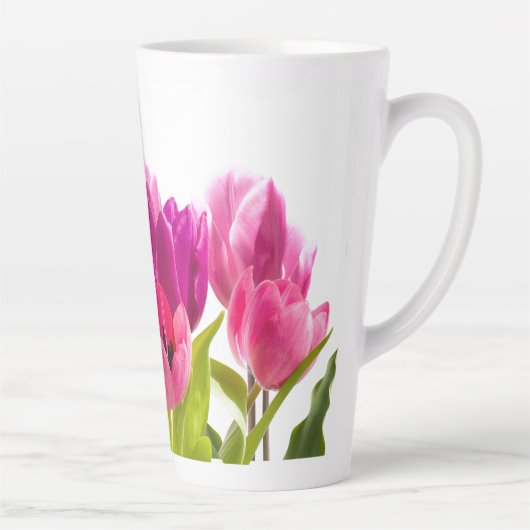 Roze Tulp Flowers Spring Sason Latte Mok (Rechts)