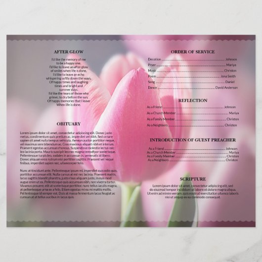 Roze Tulp Funeral Template (Achterkant)