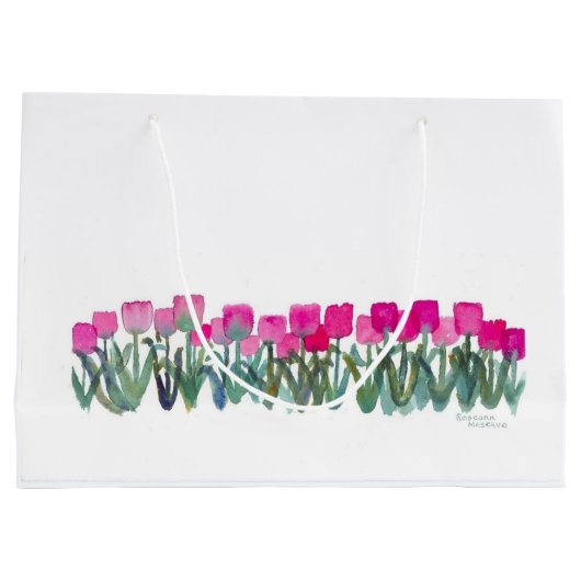 Roze Tulp Gift Bag Groot Cadeauzakje (Achterkant)