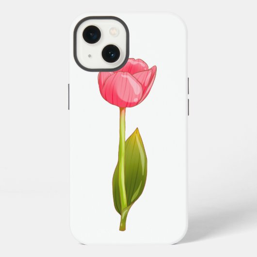 Roze Tulp – Glanzende esthetische bloemkunst iPhone Hoesje (Achterkant)