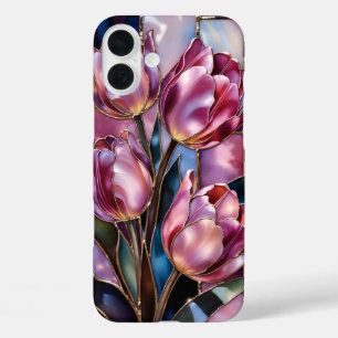 Roze Tulp Glas-in-lood Stijl Hoesje voor Telefoon