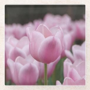 Roze tulp glazen onderzetter