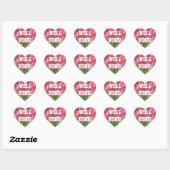 Roze Tulp Goed Gedaan Hartvormige Stickers (Vel)