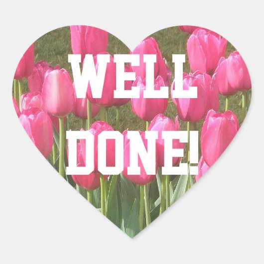Roze Tulp Goed Gedaan Hartvormige Stickers (Voorkant)