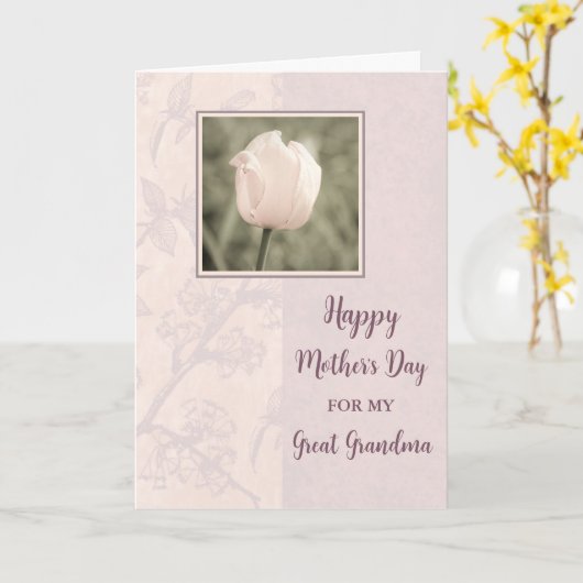 Roze Tulp Grote Oma Happy Moederdag Kaart (Gele Bloem)