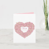 Roze tulp hart getatoeëerde kunst bedankt kaart (Voorkant)
