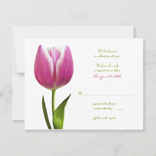 Roze Tulp Huwelijkskaart Antwoordkaart RSVP Kaartje
