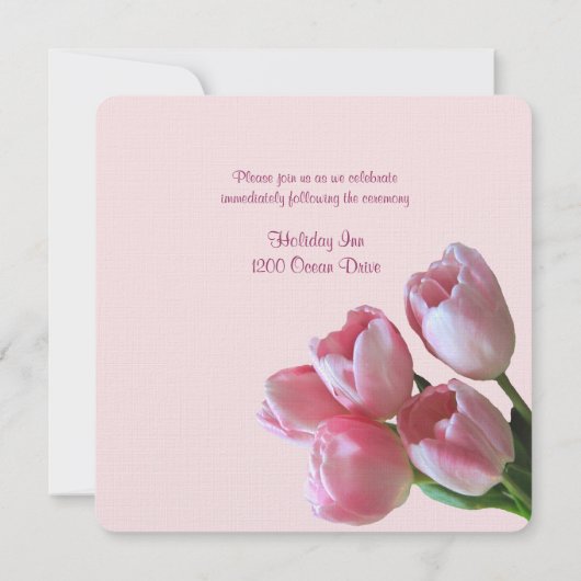  Roze Tulp Huwelijksuitnodiging Kaart (Achterkant)