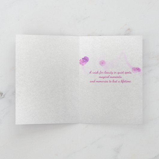 Roze tulp in tuin verjaardag kaart (Binnen)