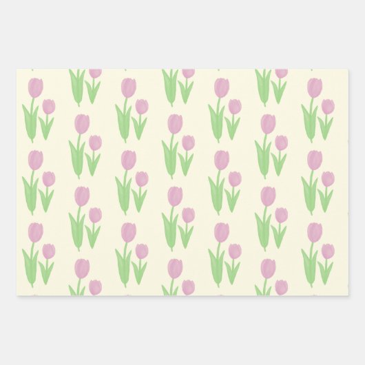 Roze tulp inpakpapier vel (Voorkant 3)