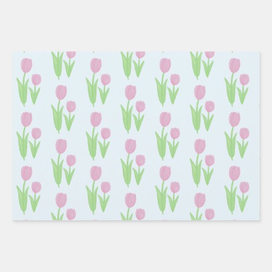 Roze tulp inpakpapier vel (Voorkant 2)