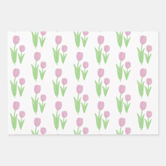 Roze tulp inpakpapier vel (Voorkant)