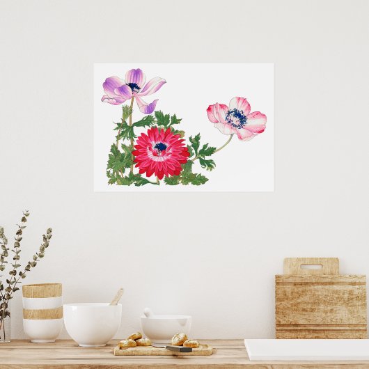 Roze tulp,  Japanse kunst Poster (Keuken)