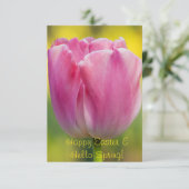 Roze Tulp Lentekaart Kaart (Staand voorkant)