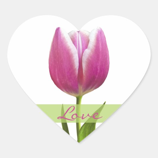 Roze Tulp Liefde Hart Bruiloft Envelop Seal Hart Sticker (Voorkant)