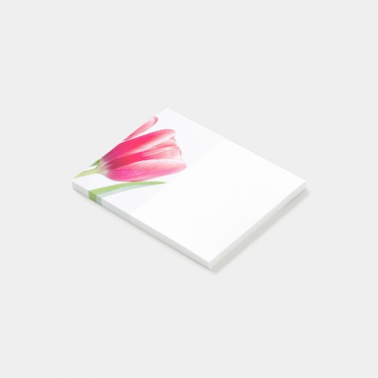 Roze Tulp met Groene Blad Foto Post-it® Notes (Schuin)