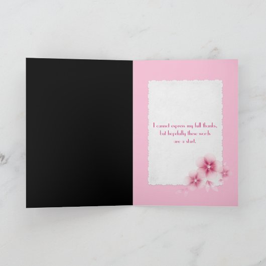 roze tulp met parels bedankt kaart (Binnen)